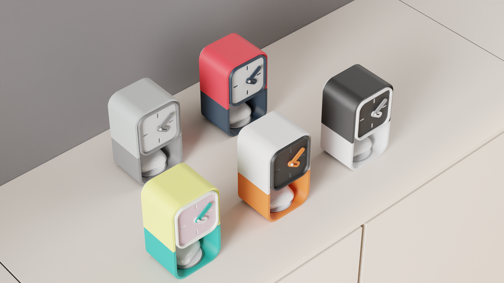Pixo Orbit desk clock close-up of analog dial and open-frame design