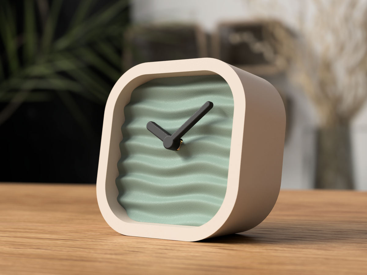 Wavy Desk Clock – Sculpted Modern Analog Table Clock | Pixo