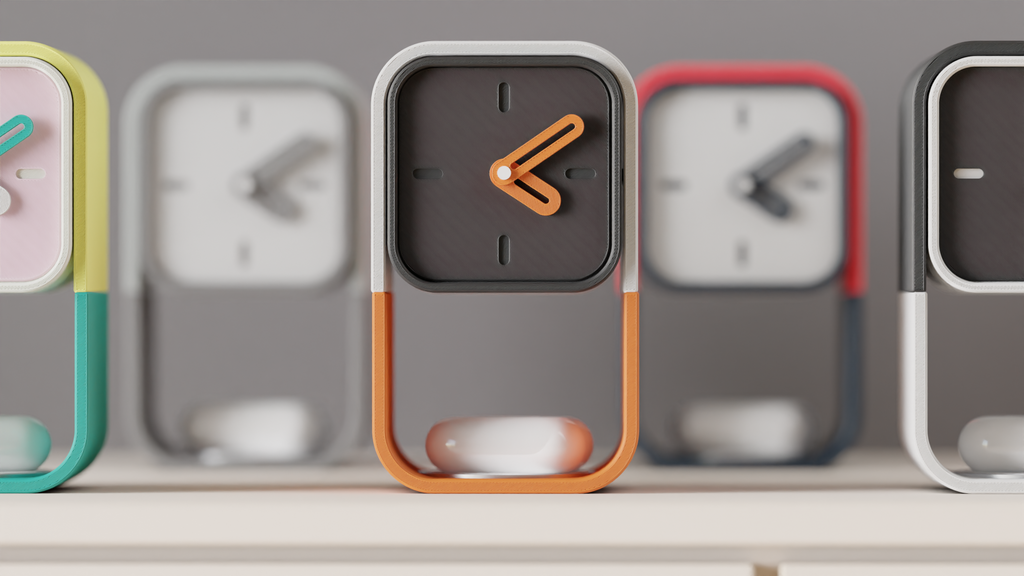 Pixo Orbit desk clock back view with hidden storage compartment