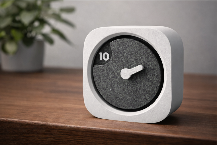 Pixo Sculpted Square desk clock dimensions and scale reference