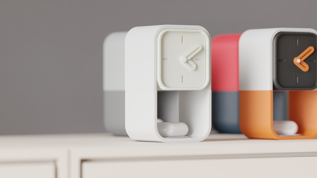 Pixo Orbit desk clock in Gray – contemporary minimalist colorway