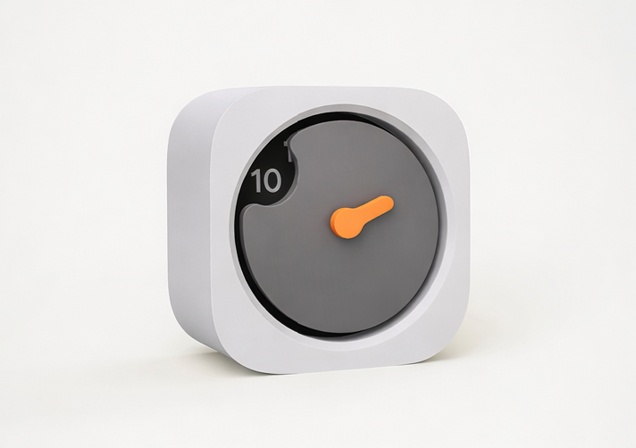Pixo Sculpted Square desk clock in gray – minimalist designer table clock