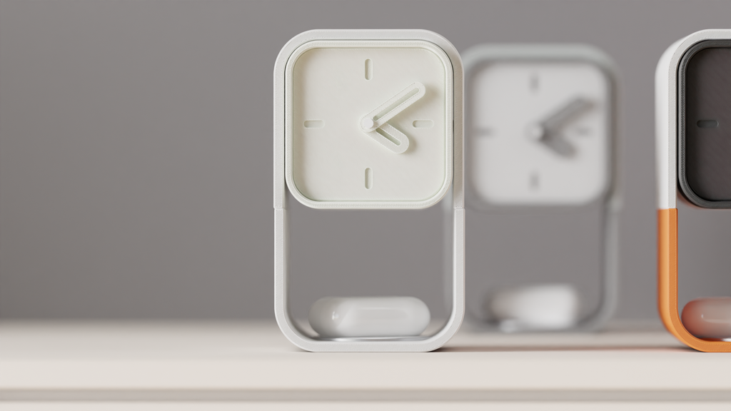 Pixo Orbit desk clock in Orange – modern minimalist colorway