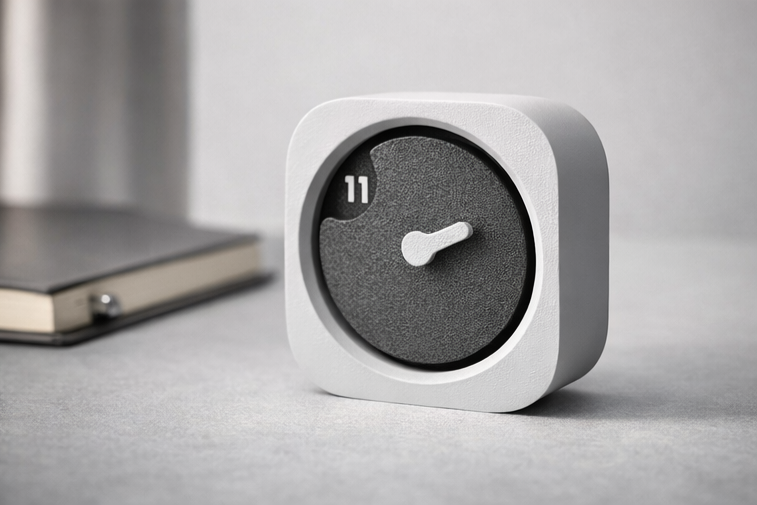 Pixo Sculpted Square desk clock back view